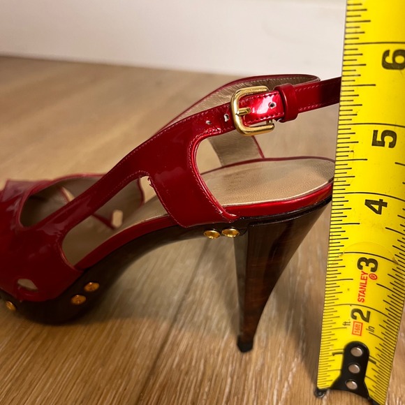 Stuart Weitzman Blenny‎ Platform Heels Womens Size 7.5 Red Slingback Stud Shoes